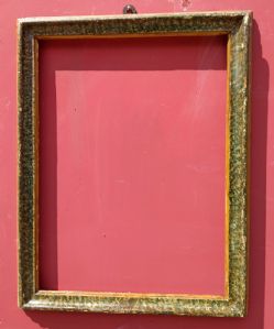 cornice originale marchigiana laccata a finto marmo verde e beige XVIII° sec. cm.45 x 61